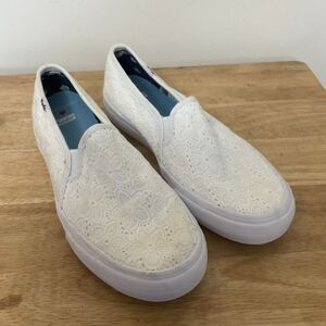 Keds Draper James Women's Double Decker White Eyelet Slip On Sneaker Size 7.5